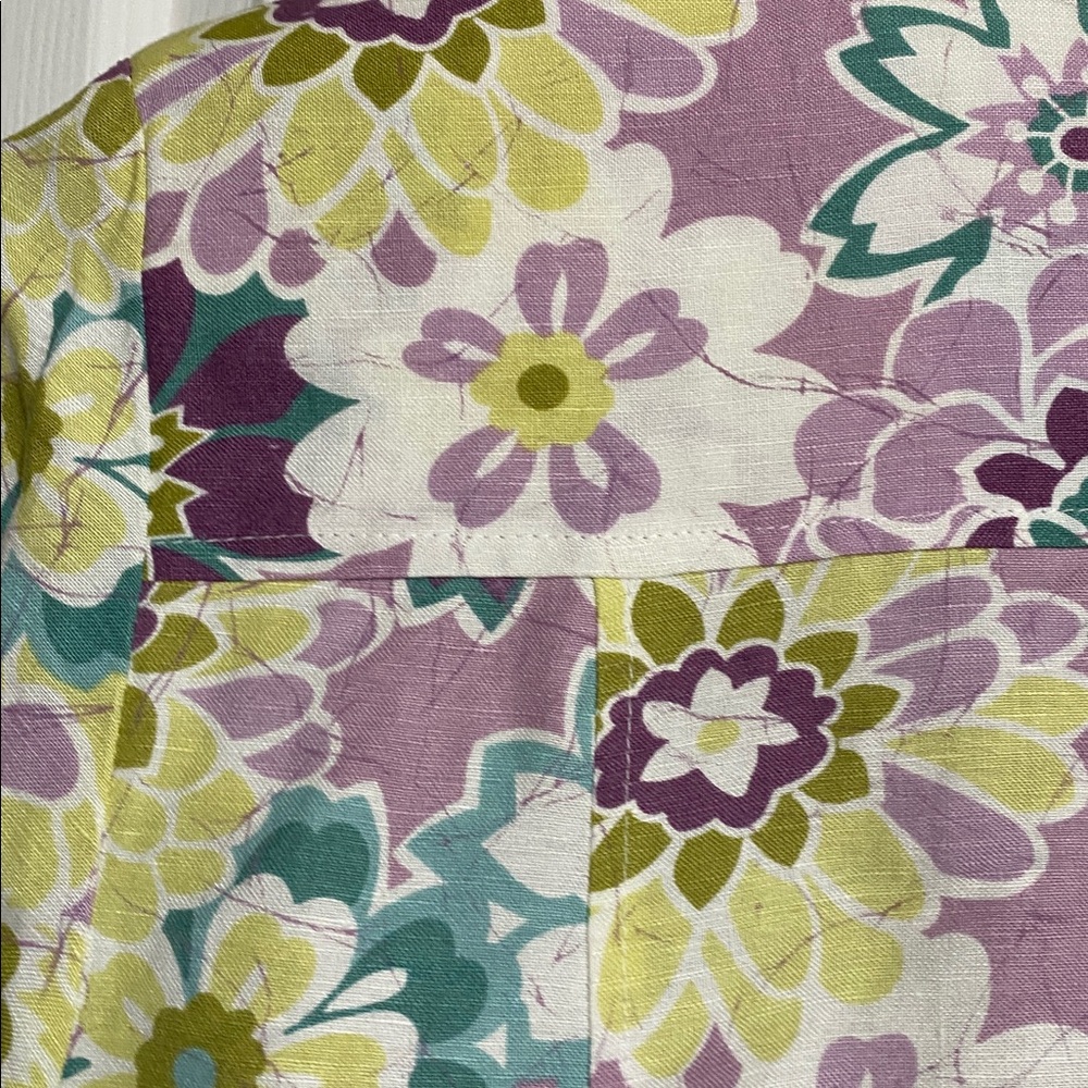 Alfred Dunner Purple & Green Floral Linen Blend Top blouse shirt size 8P - Picture 7 of 10